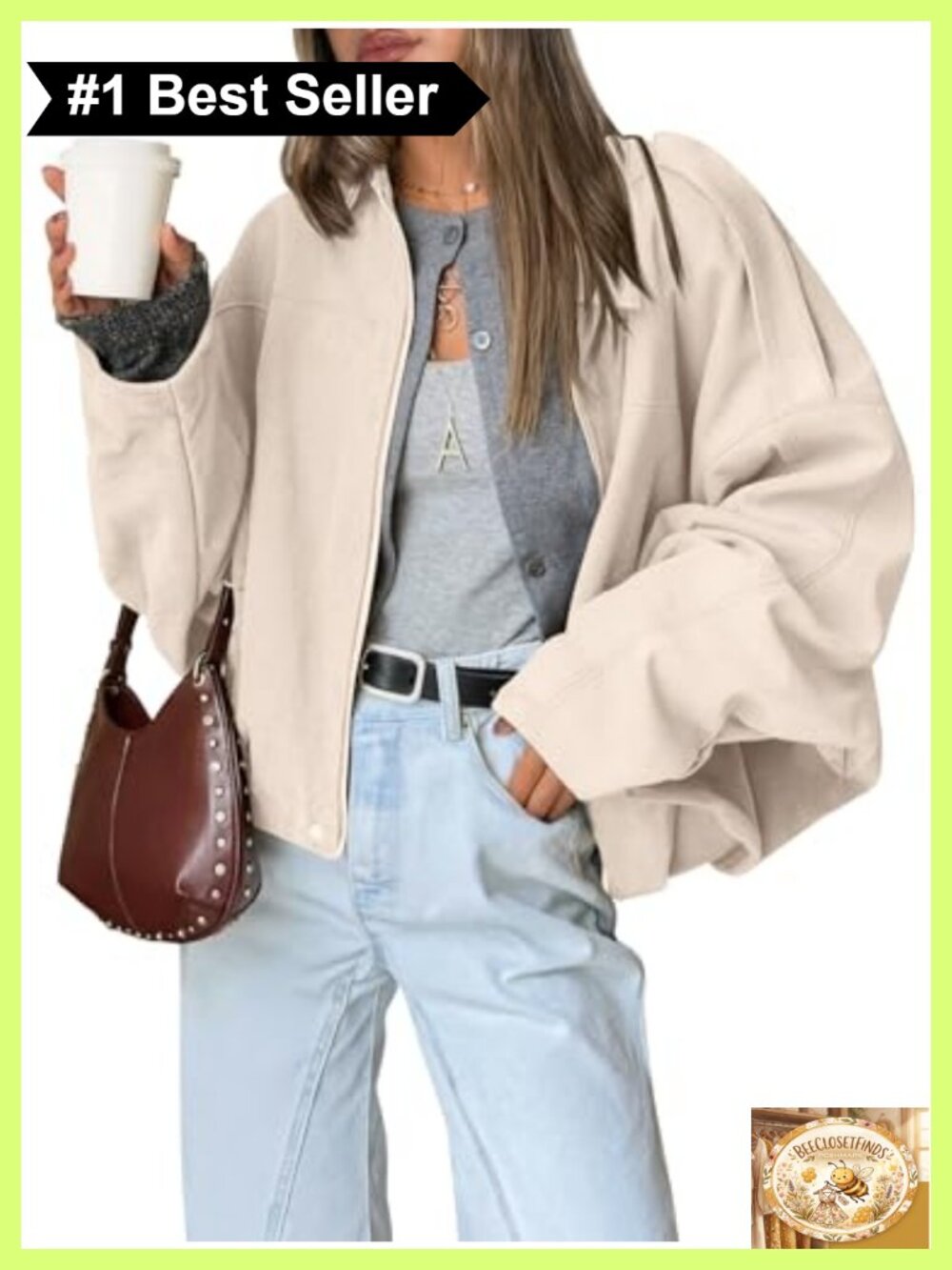 Faux Suede Bomber Jacket Oversized Zip Up Fall Coat Women's